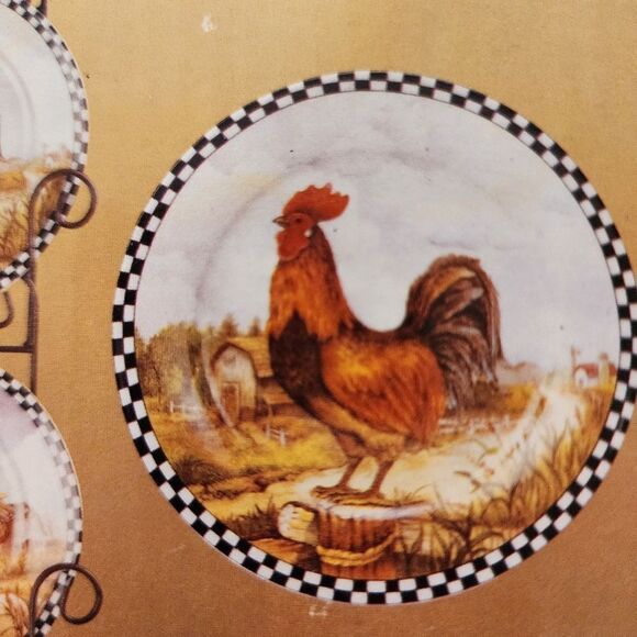 Decorative Rooster Plates With Display Set of 4 - Picture 6 of 8